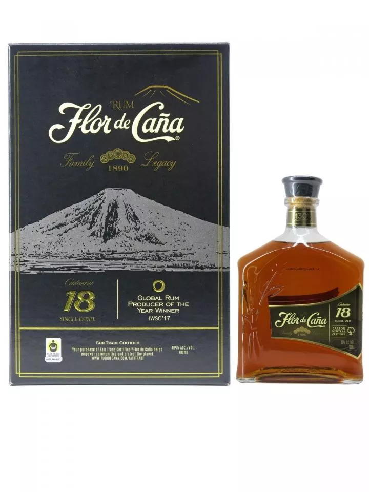 ラム酒 18 Years 40° Flor de Cana  ボトル1本入ボックス（70cl）